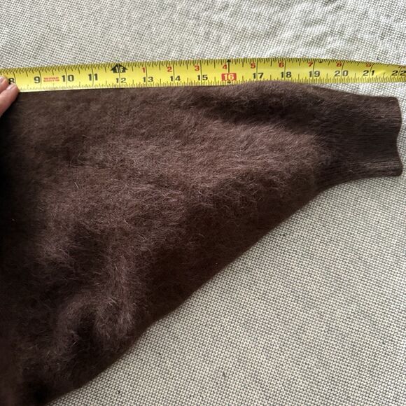 𝅺Vintage Super Soft Angora Cardigan Medium Fluffy Brown Womens Beaded Sweater - Picture 11 of 11